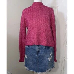 Jessica Simpson Portia pink Desert Rose Cable Knit sweater Pull On Soft Size M